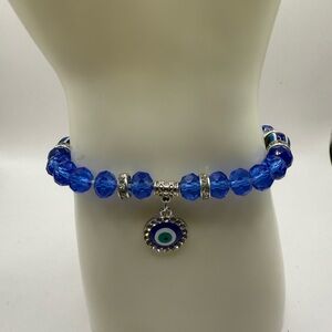 Belleze Evil Eye Blue Expandable Bracelet with several beads NWT